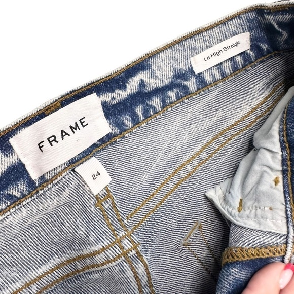 Frame Denim Le High Straight jeans high waist acid wash stretch 24 - Picture 3 of 16